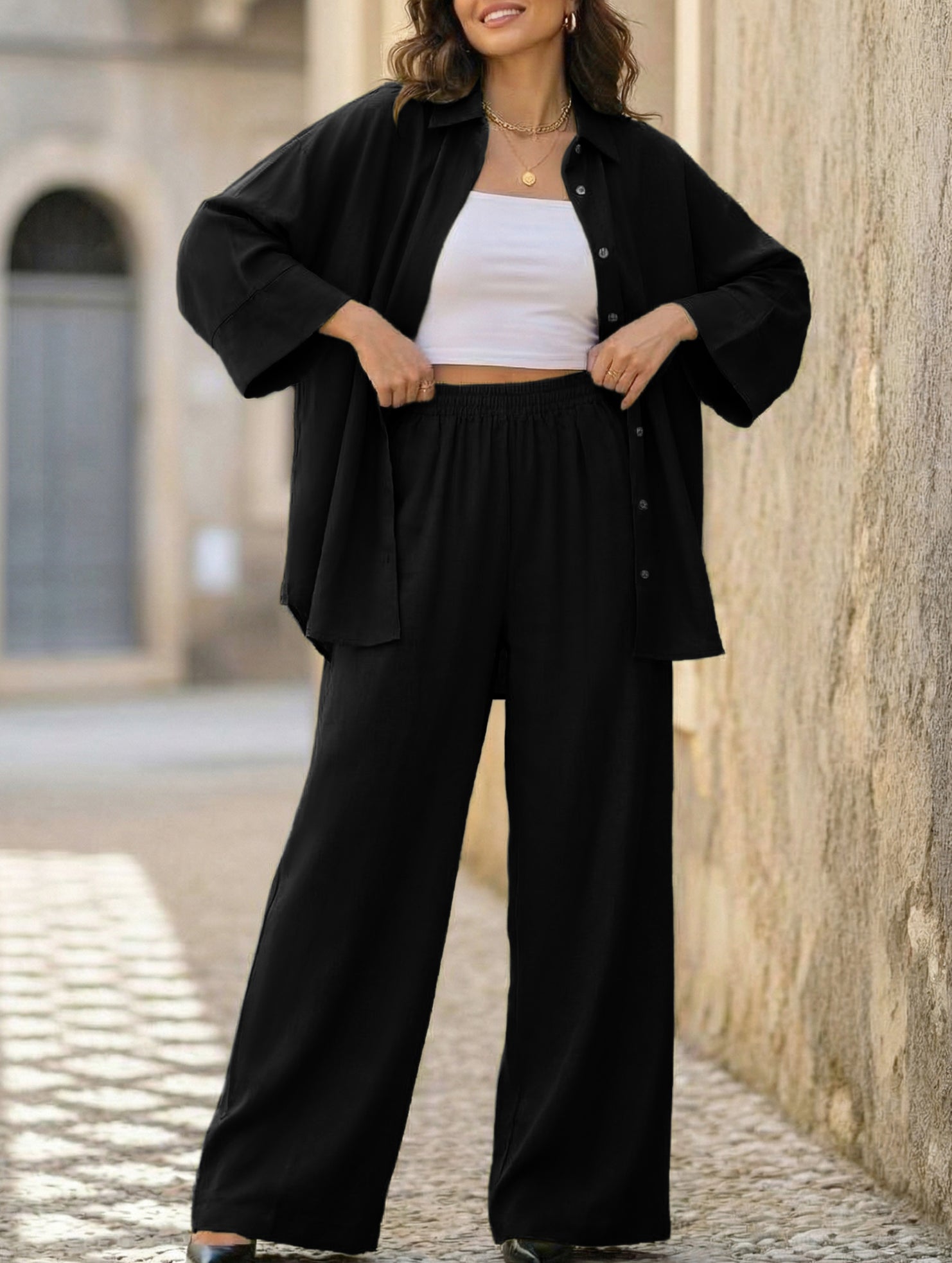Plus Size Loose Pants Two Piece Set
