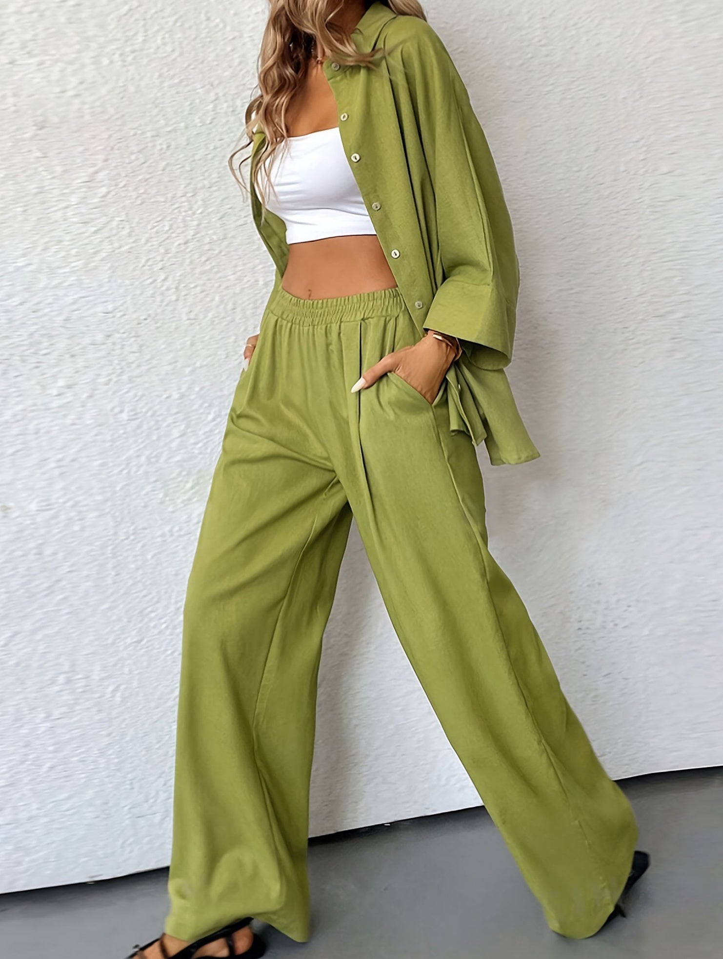 Plus Size Loose Pants Two Piece Set