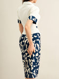 Abstract Print Office Skirt Set