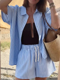 Stripe Shirt and Shorts Set