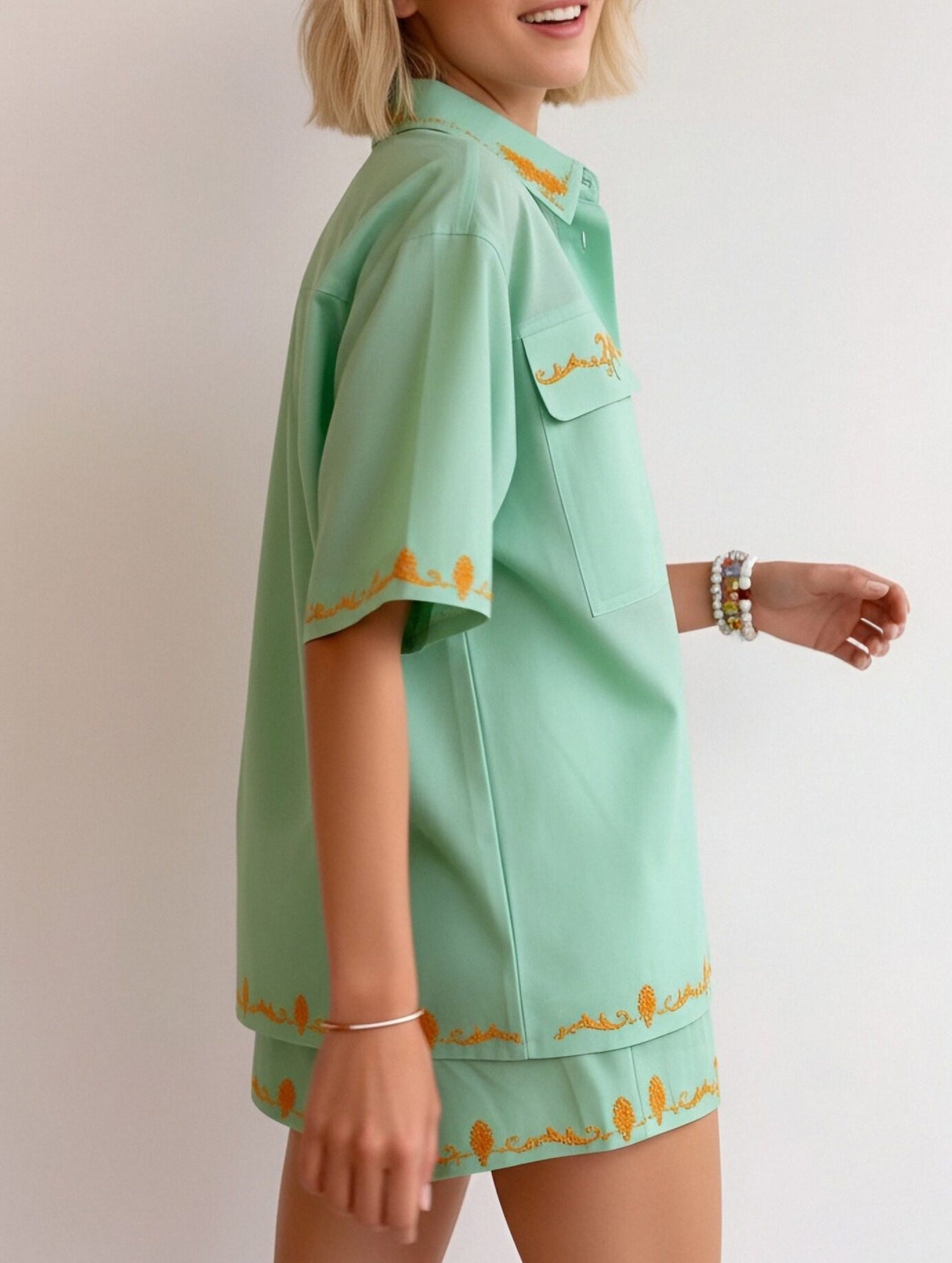 Linen Shirt and Shorts Set
