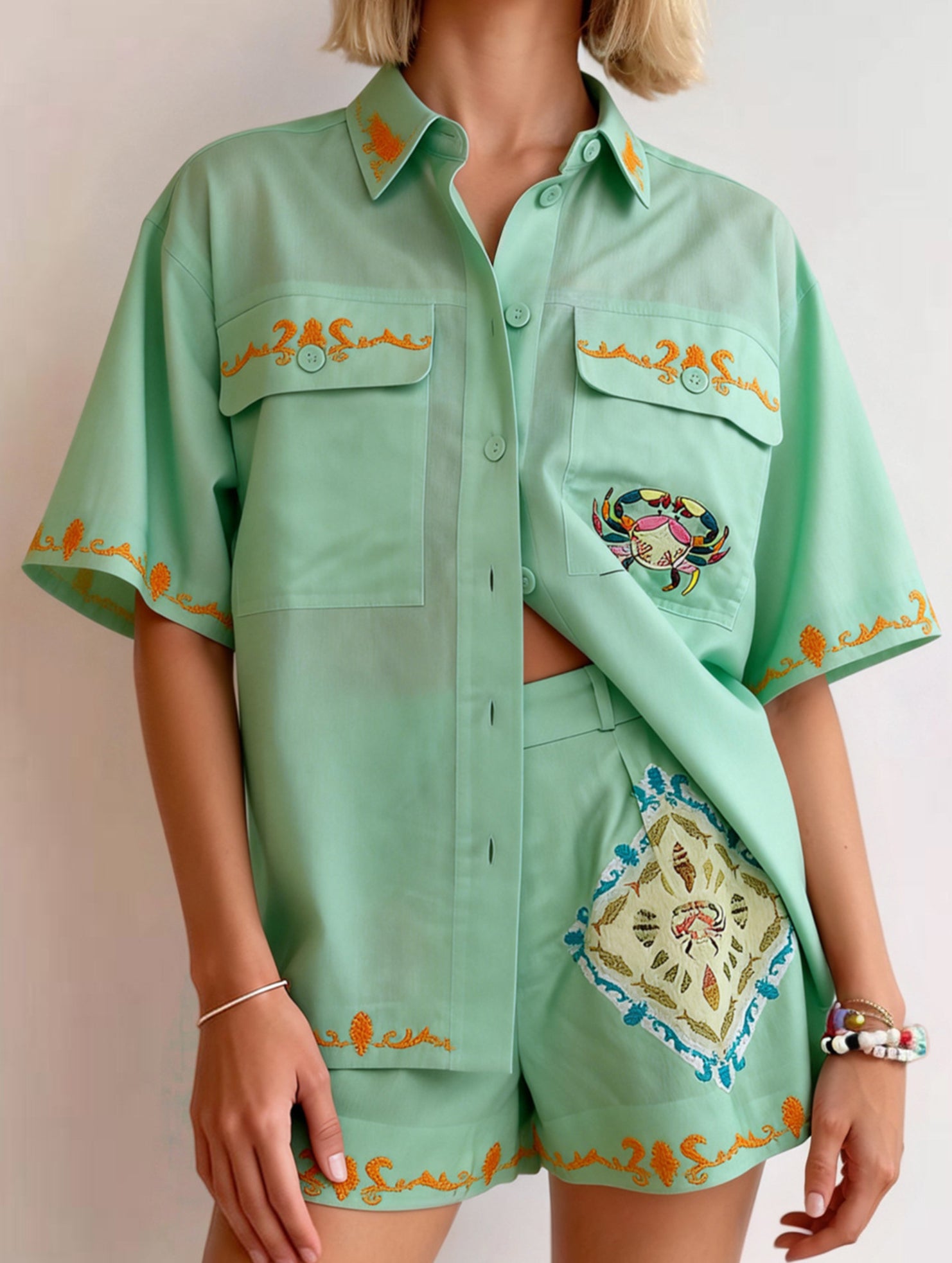 Linen Shirt and Shorts Set