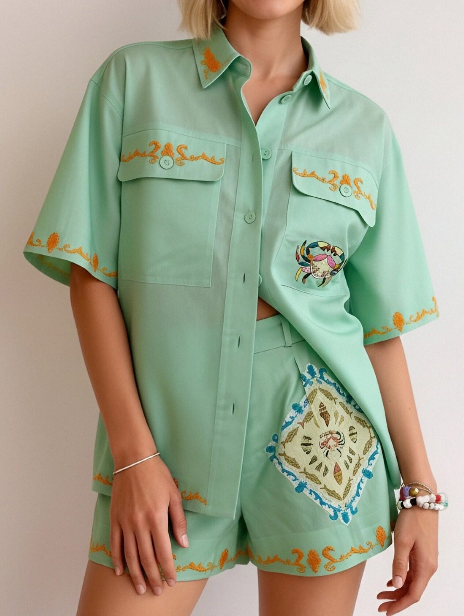 Linen Shirt and Shorts Set