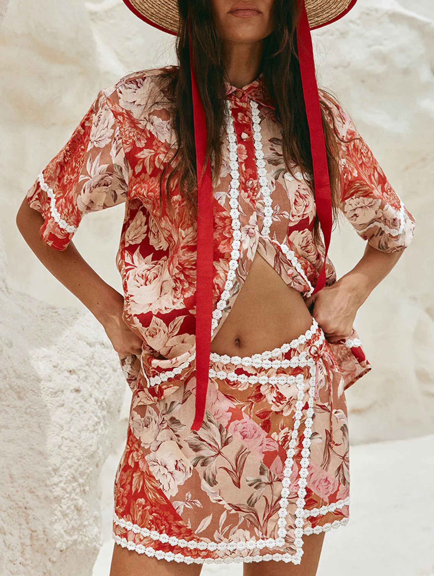 Linen Shirt and Skirt Set