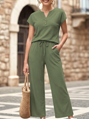 Short Sleeve Top Pants Two Piece Set_CWSTB01268