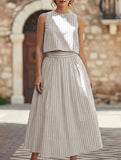 Stripe Tank A Line Skirt Set_CWSTB01269