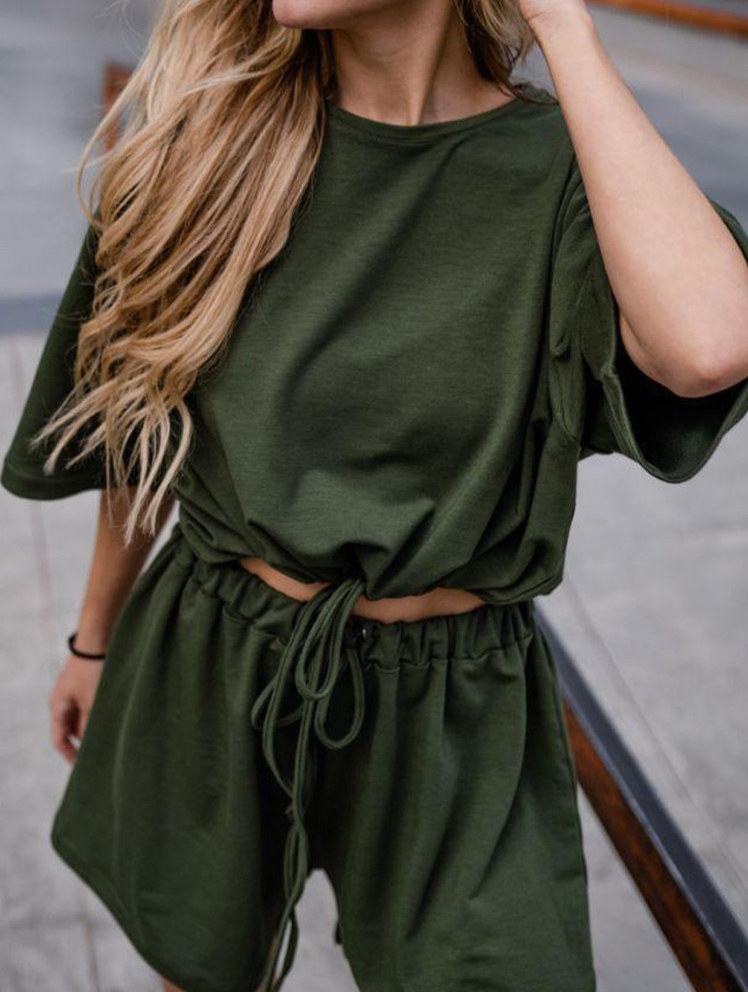 Casual Comfort Drawstring Set – Soft Stretch 2-Piece Outfit
