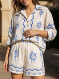 Fashionable Printed Linen Casual Versatile Shirts and Shorts