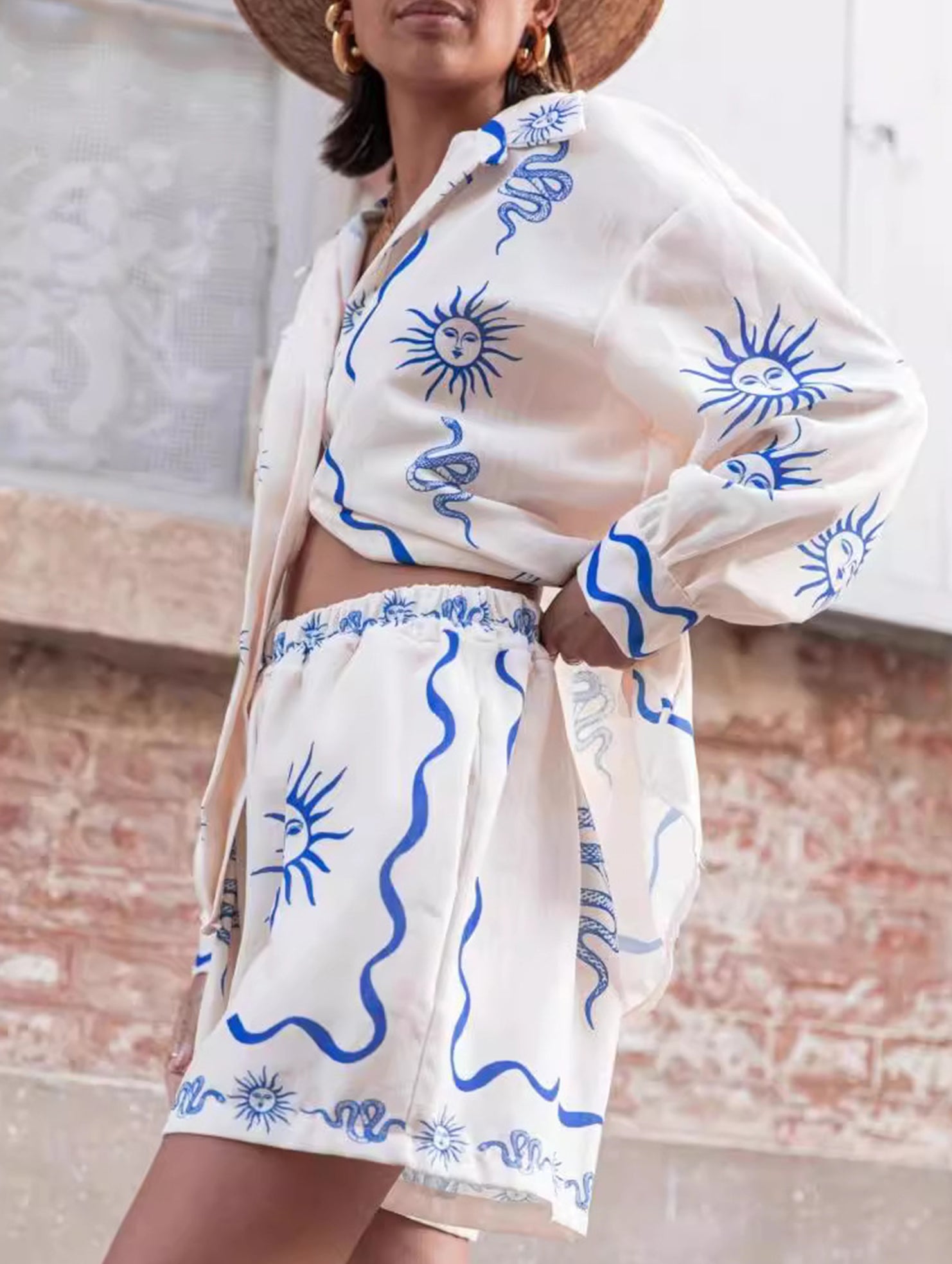 Fashionable Printed Linen Casual Versatile Shirts and Shorts