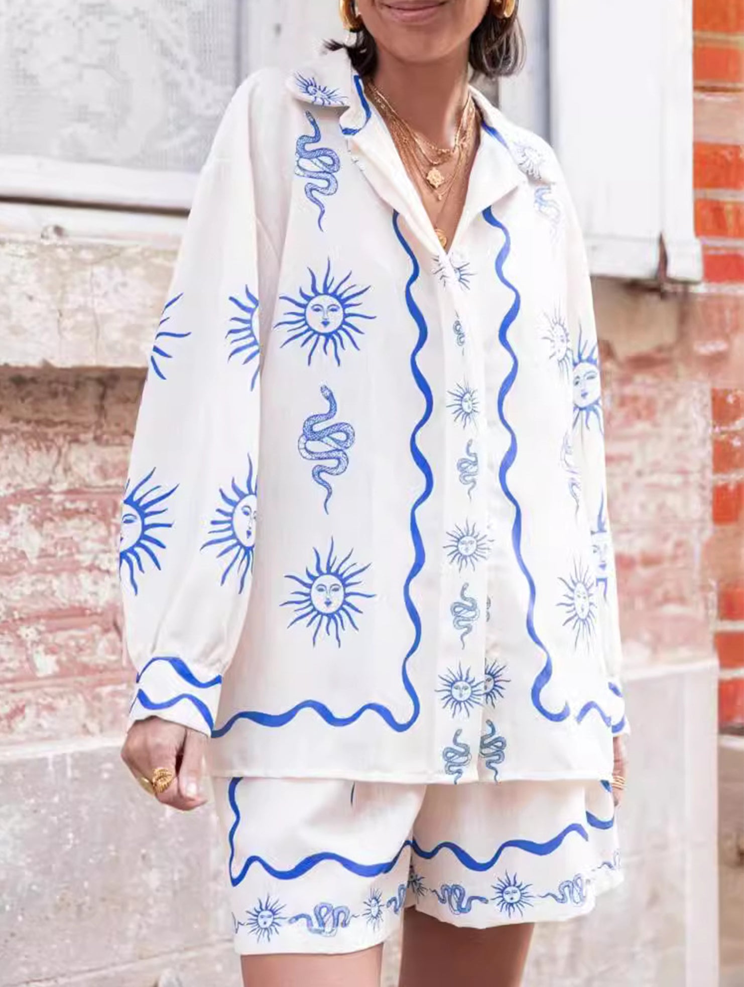 Fashionable Printed Linen Casual Versatile Shirts and Shorts