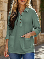 Oversize waffle-weave sweatshirt for women