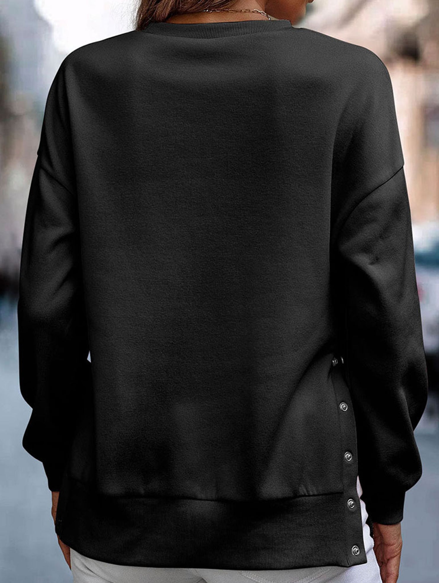 Split loose sleeve sweatshirt to cover fat