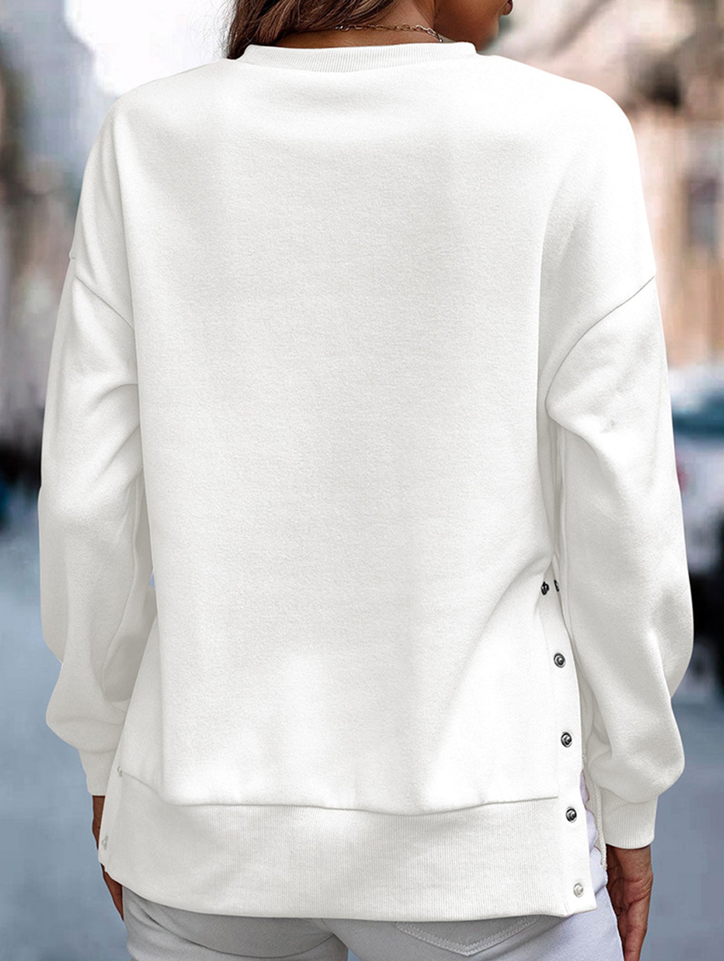 Split loose sleeve sweatshirt to cover fat