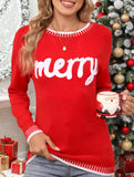 Christmas letter long-sleeved crew neck sweater