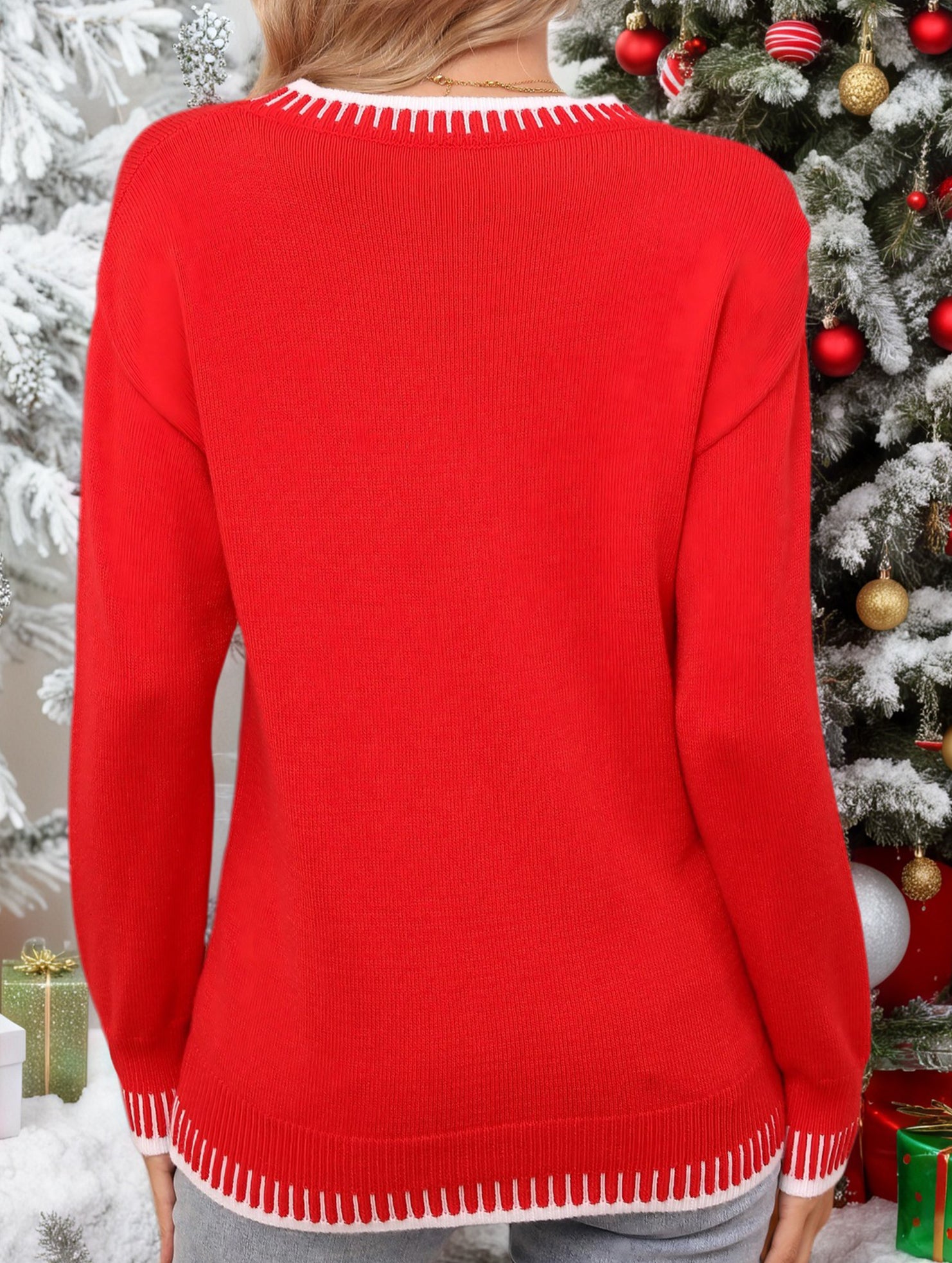 Christmas letter long-sleeved crew neck sweater