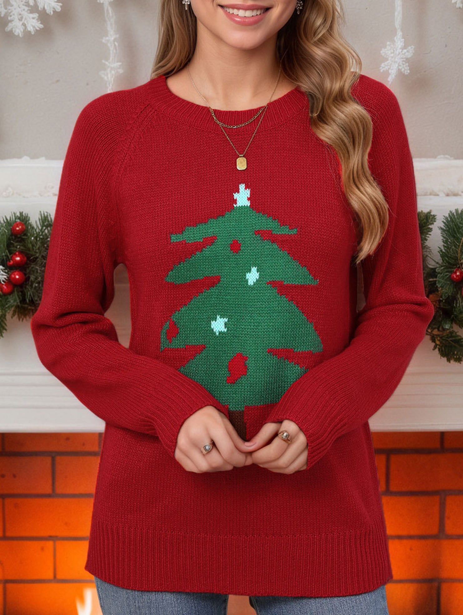 Fashion Retro Christmas Tree Pullover Sweater