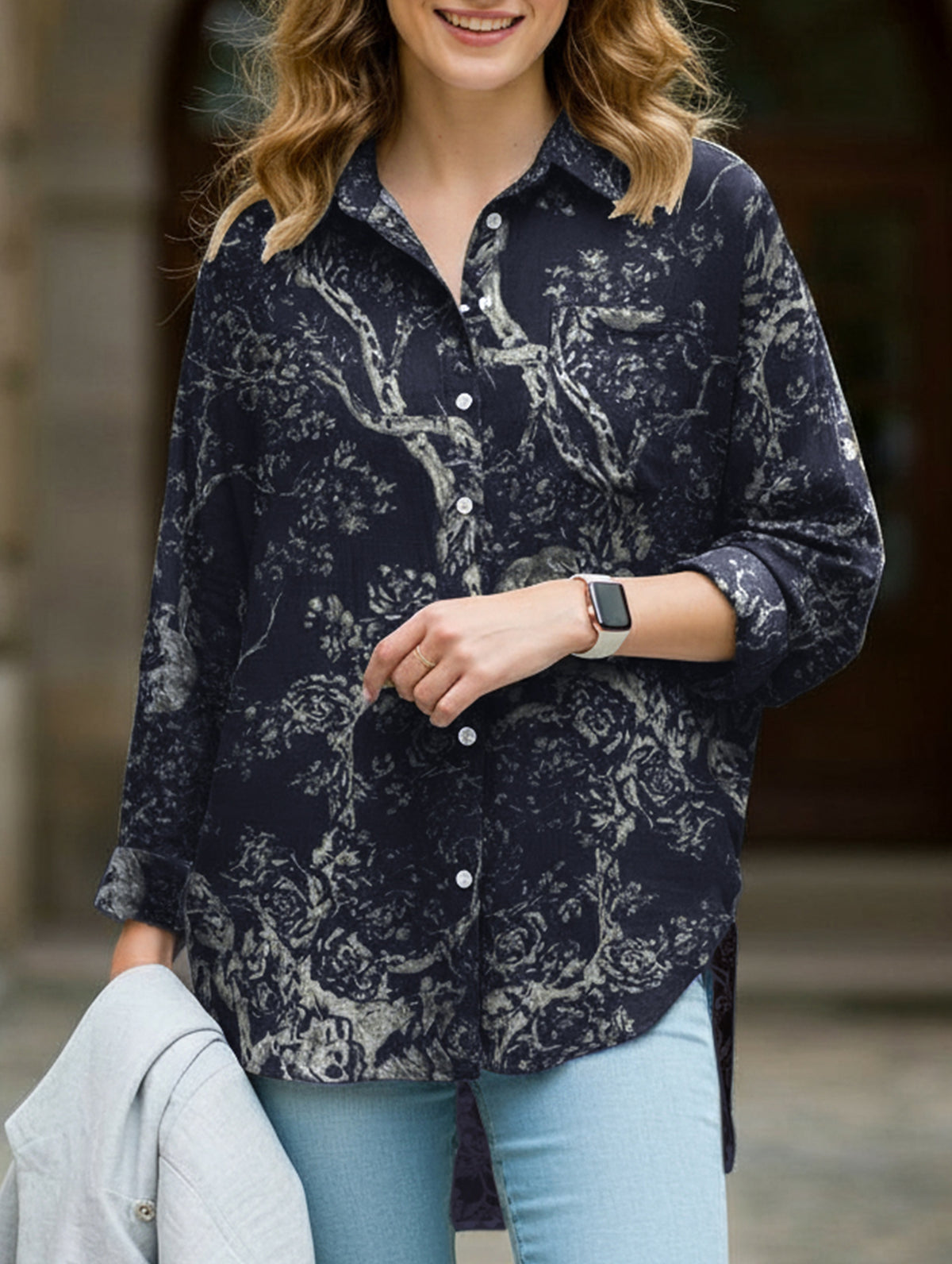 Digital Printed Casual Irregular Shirt