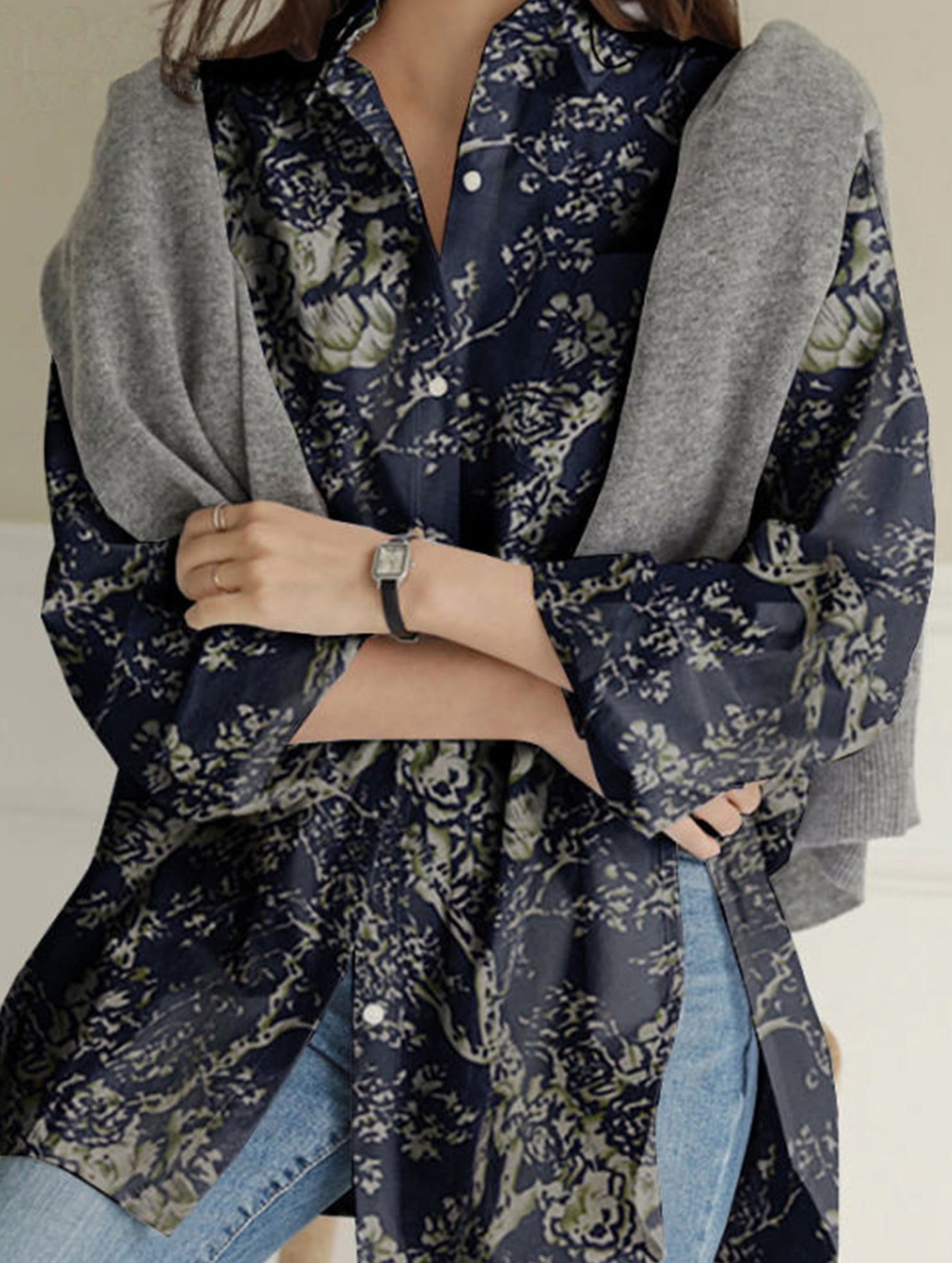 Digital Printed Casual Irregular Shirt