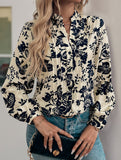 Retro small stand-up collar long-sleeved shirt