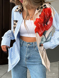 Personalized trendy striped patchwork shirt