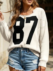 Digital knitted loose long-sleeved pullover sweater