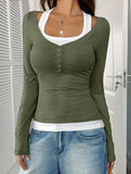 Halter neck fake two-piece single-breasted shirt
