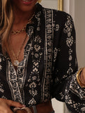 Casual Printed Ruffle Collar Shirt