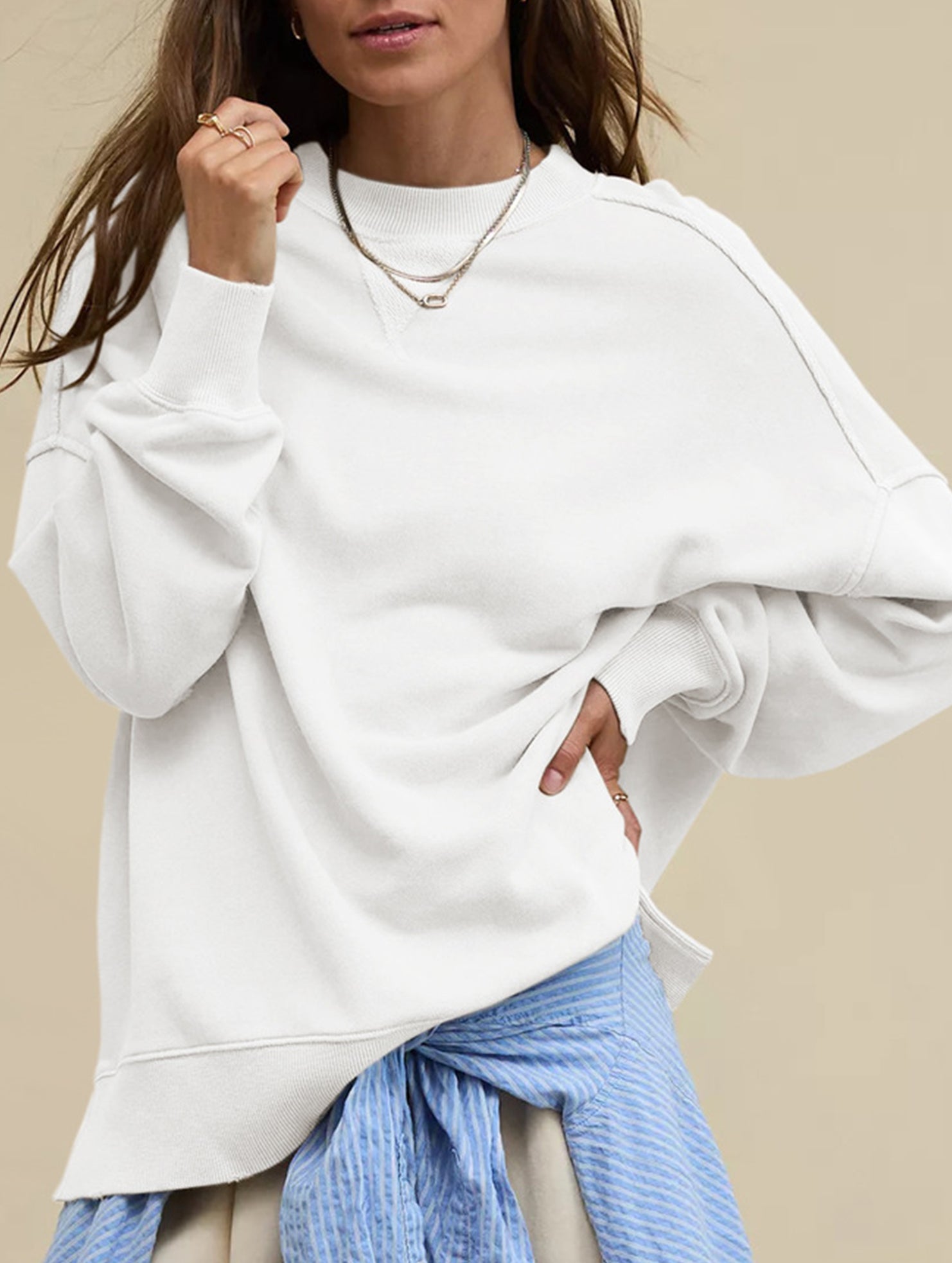 Loose casual crew neck top