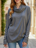 Solid color pullover pile T-shirt top
