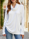 Solid color pullover pile T-shirt top