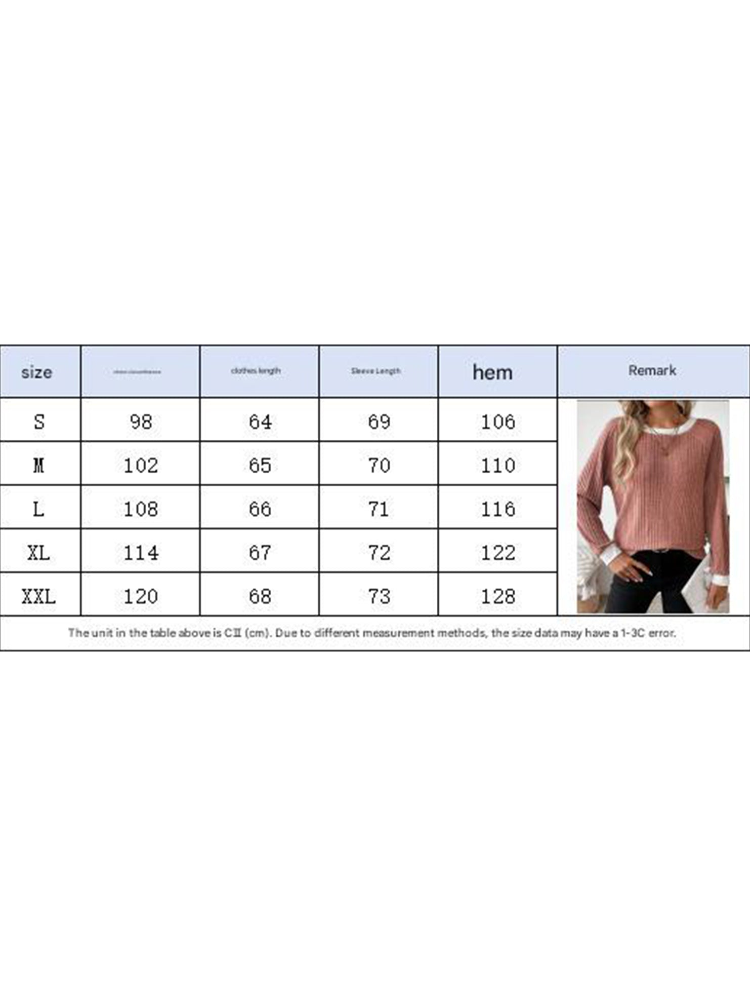 Crew neck long sleeve ribbed warm sweater