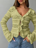 Solid color lace sweet lace long-sleeved shirt