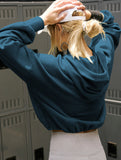 Sports Hoodie Zip-up Drawstring Long Sleeve Top