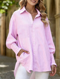 Casual pleated loose striped shirt