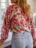 Loose lazy style printed crew neck shirt