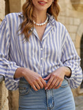 Striped dress slim casual loose shirt