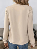 Leopard print lace-up round neck loose casual top
