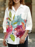Ink flower print shirt cardigan