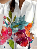 Ink flower print shirt cardigan