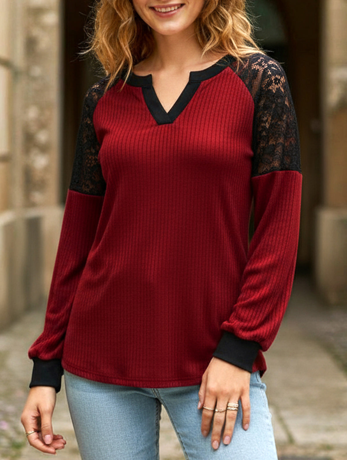 Retro raglan crew neck sweatshirt