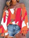 Off-the-shoulder lantern sleeves shirt