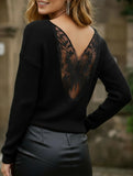 Striped round neck solid color T-shirt