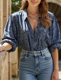 Casual Printed Puff Sleeve Top