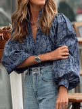 Casual Printed Puff Sleeve Top