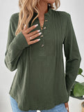 Vintage pleated stand collar half-open shirt