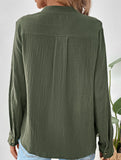 Vintage pleated stand collar half-open shirt