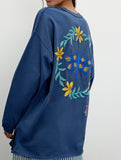 Embroidered knitted pullover sweatshirt