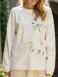 Embroidered knitted pullover sweatshirt