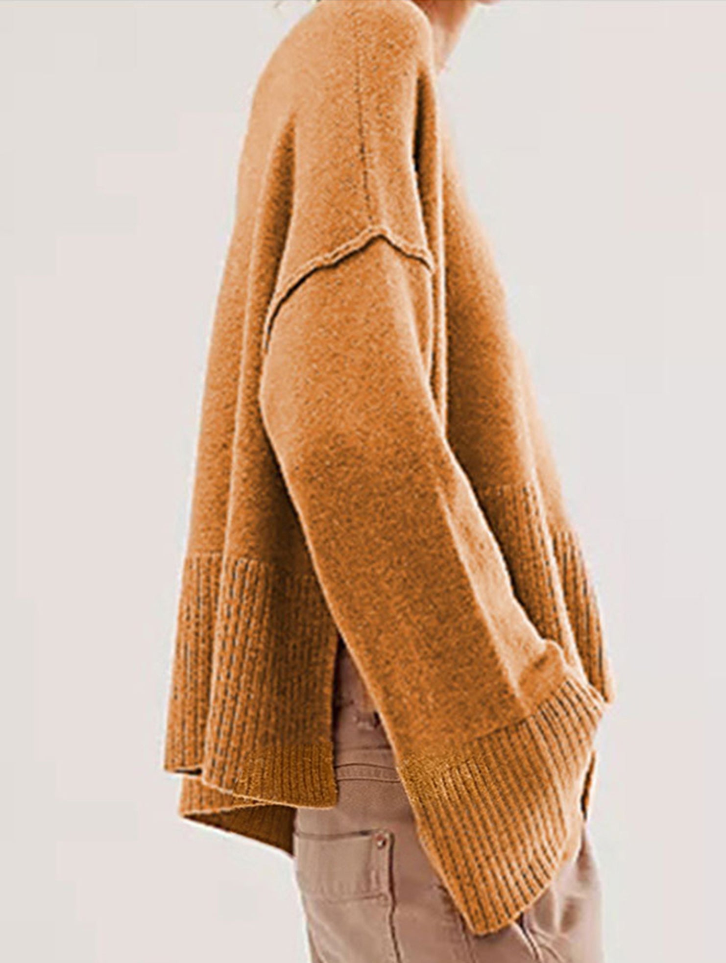 Round neck flared sleeve pullover sweater