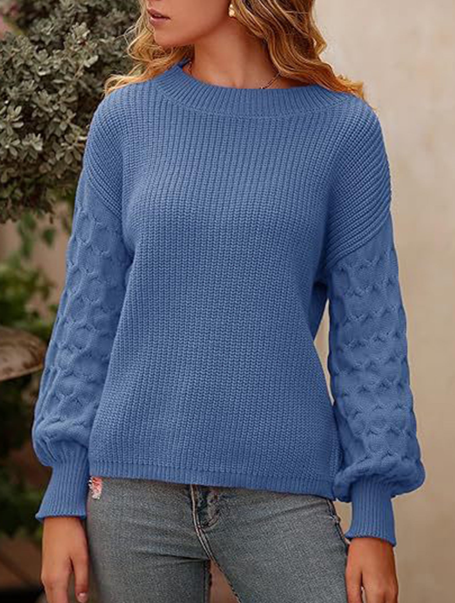 Casual and versatile puff sleeve sweater